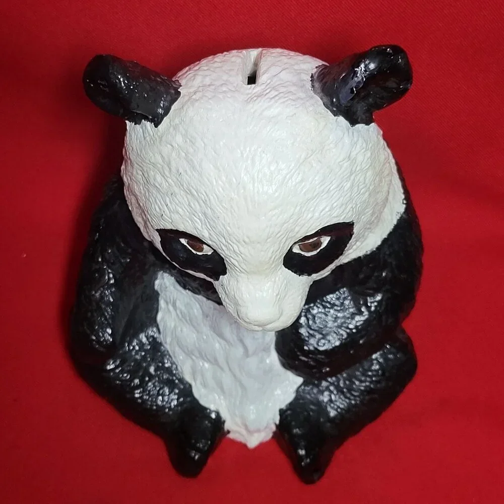 Vintage Panda Bear Piggy Bank Figurine Decor 8 Inch Tall